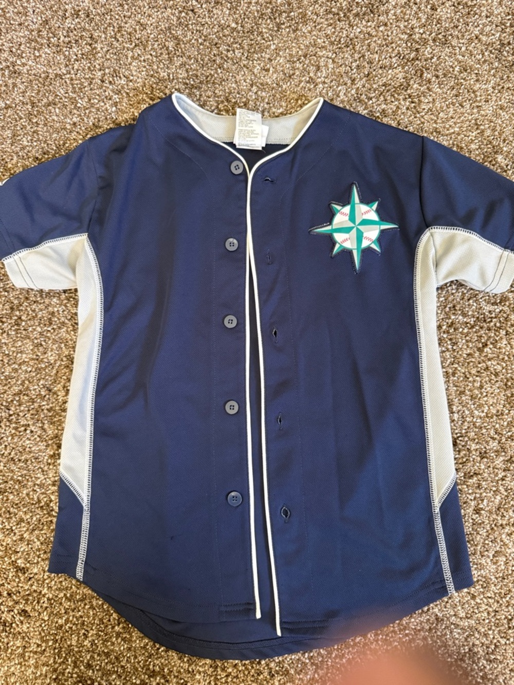 Kids Navy Seattle Mariners-Style Button-Up Jersey